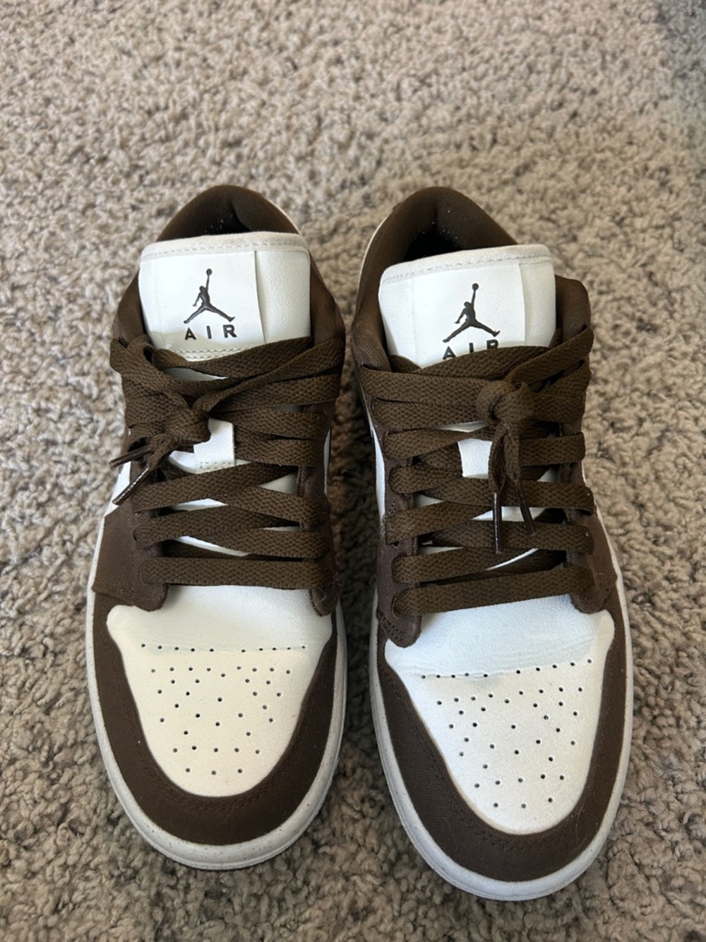 Nike Brown and White Air Jordan Low-Top Sneakers